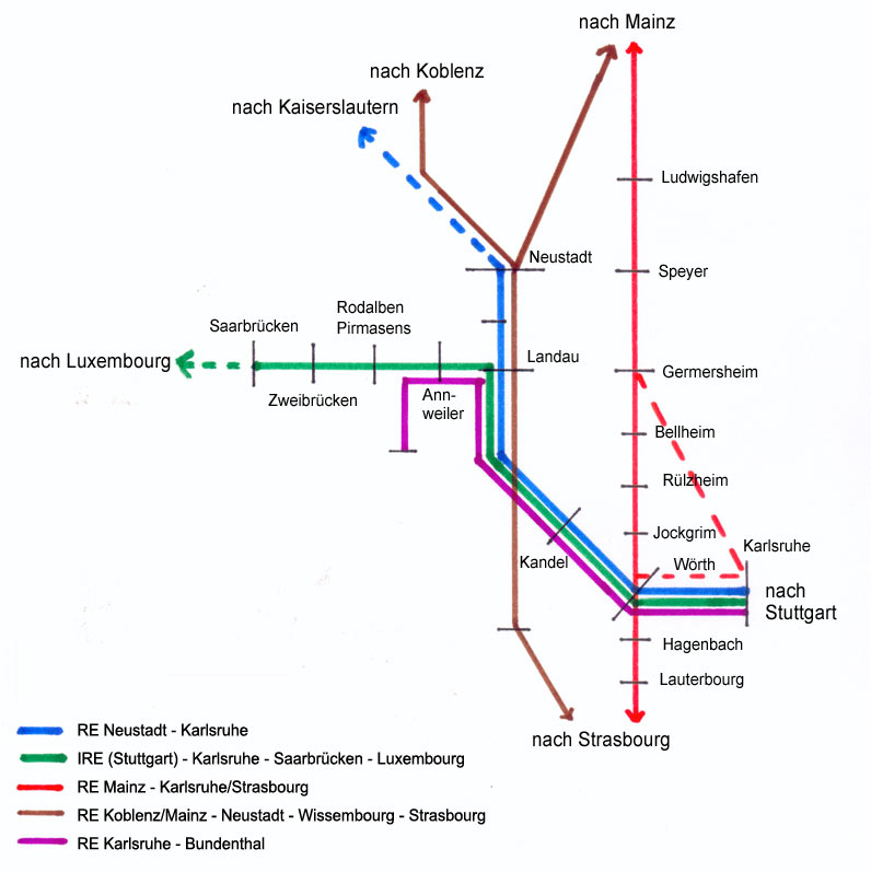 Linienplan &Uuml;berregionaler Schienenpersonennahverkehr